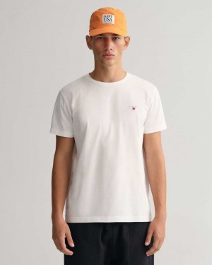 Gant Original Men's T-Shirt White | XRVPN-2634