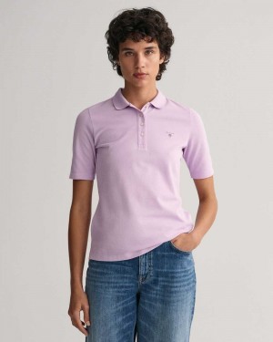 Gant Original Mid Sleeve Piqué Women's Polo Shirt Soothing Lilac | ATRPV-4287