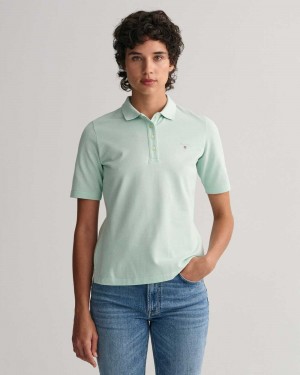 Gant Original Mid Sleeve Piqué Women's Polo Shirt Minty Green | YWHXG-2917