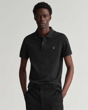 Gant Original Piqué Men's Polo Shirt Black | IXUBR-3659