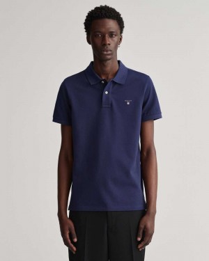 Gant Original Piqué Men's Polo Shirt Evening Blue | HGPFS-3690