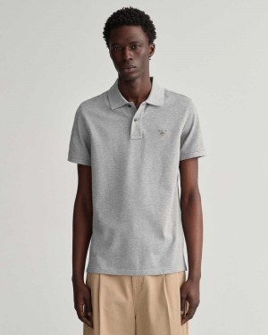 Gant Original Piqué Men's Polo Shirt Grey Melange | IWLYF-4689