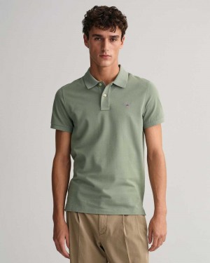 Gant Original Regular Fit Piqué Men's Polo Shirt Kalamata Green | LQITD-3016