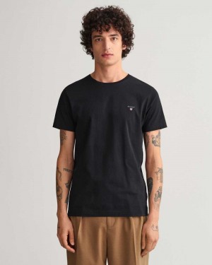 Gant Original Slim Fit Men's T-Shirt Black | UCTFP-1569