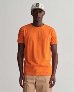 Gant Original Slim Fit Men's T-Shirt Pumpkin Orange | ENSHX-5638