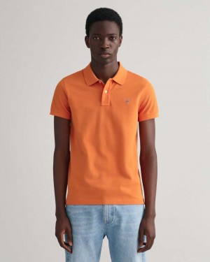 Gant Original Slim Fit Piqué Men's Polo Shirt Pumpkin Orange | GPOFX-4069