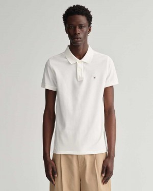 Gant Original Slim Fit Piqué Men's Polo Shirt White | BDOUX-3821