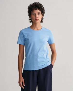 Gant Original Women's T-Shirt Gentle Blue | OCYTX-2675