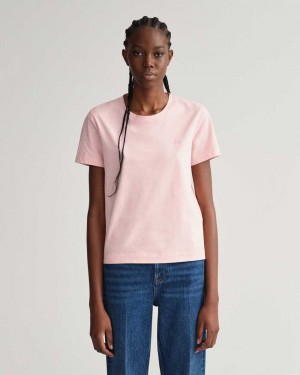 Gant Original Women's T-Shirt Preppy Pink | ZAQRG-3869