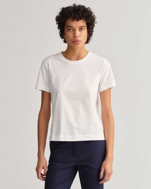 Gant Original Women's T-Shirt White | MOZTB-0168