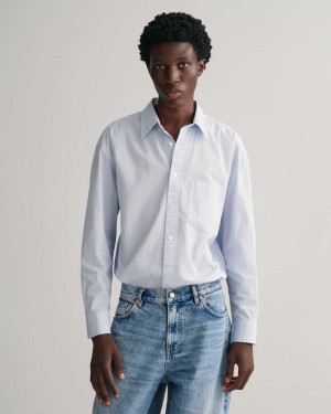 Gant Oversized Compact Poplin Women's Shirts Light Blue | BYUCS-0968