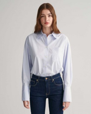 Gant Oversized High Cuffs Poplin Women's Shirts Light Blue | AVTXL-6421