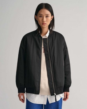 Gant Padded Bomber Women's Jackets Ebony Black | ELUTW-9435