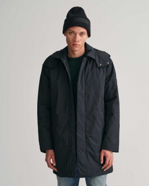 Gant Padded Car Men's Coats Black | ZSFYL-4392