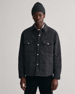 Gant Quilted Shirt Men's Jackets Black | UPWYN-7923