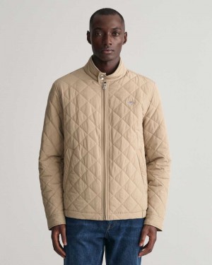 Gant Quilted Windcheater Men's Jackets Cold Beige | JHFYL-9318