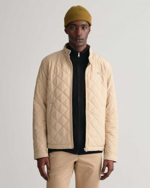 Gant Quilted Windcheater Men's Jackets Dry Sand | ZDRHQ-6237