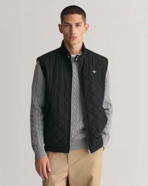 Gant Quilted Windcheater Men's Vest Black | BYSKU-7341