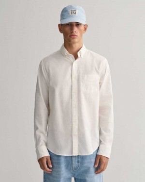 Gant Regular Fit Archive Oxford Men's Shirts Beige White | AWGYI-9581