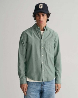 Gant Regular Fit Archive Oxford Men's Shirts Forest Green | JMWEH-1679