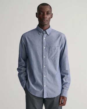 Gant Regular Fit Archive Oxford Men's Shirts Deep Blue | IXLTM-3914