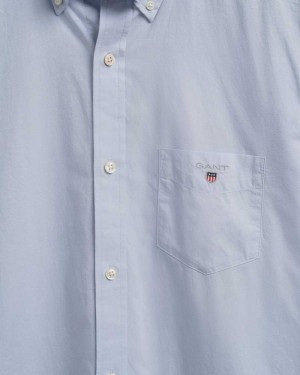 Gant Regular Fit Broadcloth Men's Shirts Muted Blue | GLFEZ-4815