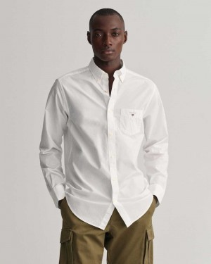 Gant Regular Fit Broadcloth Men's Shirts White | ROQJD-0571