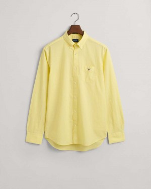 Gant Regular Fit Broadcloth Men's Shirts Lemonade Yellow | VGLPW-0327