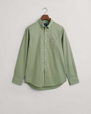 Gant Regular Fit Broadcloth Men's Shirts Kalamata Green | QVDPX-6175