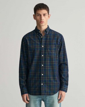 Gant Regular Fit Checked Corduroy Men's Shirts Forest Green | LRWIJ-7645