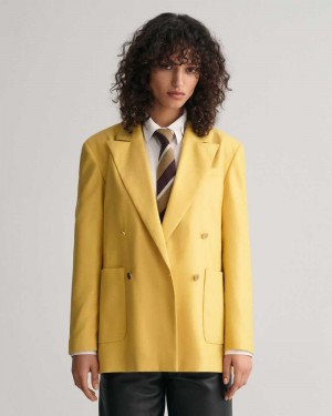 Gant Regular Fit Club Women's Blazer Dusty Yellow | CKFGX-2396