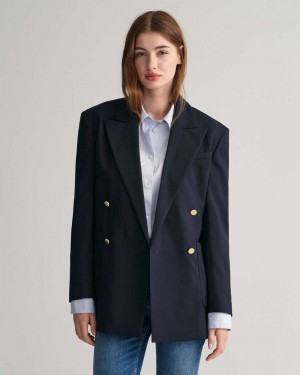 Gant Regular Fit Club Women's Blazer Evening Blue | XQBRC-8063