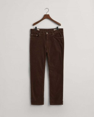 Gant Regular Fit Corduroy Men's Jeans Rich Brown | OYJCI-3864