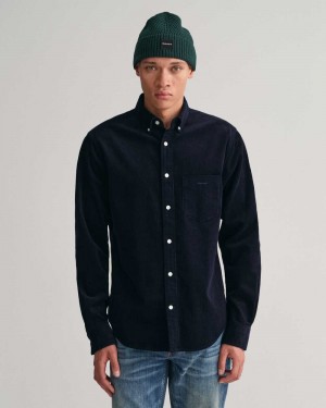 Gant Regular Fit Corduroy Men's Shirts Evening Blue | WEOSU-0835