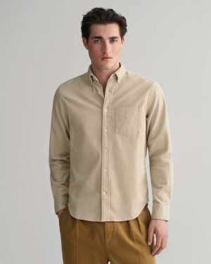 Gant Regular Fit Corduroy Men's Shirts Light Gray Brown | AUMOH-8563