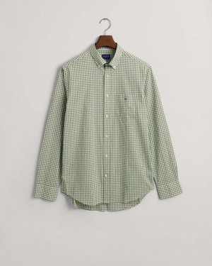 Gant Regular Fit Gingham Broadcloth Men's Shirts Kalamata Green | TROUW-7432