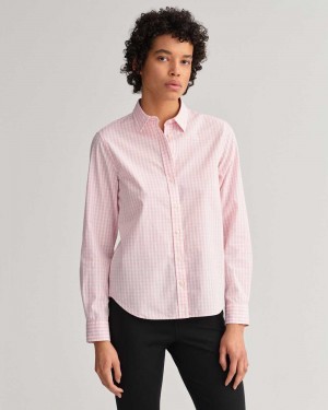 Gant Regular Fit Gingham Broadcloth Women's Shirts Preppy Pink | DKOQW-6790