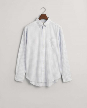 Gant Regular Fit Jaspé Yarn Gingham Men's Shirts Muted Blue | IYGFN-9483