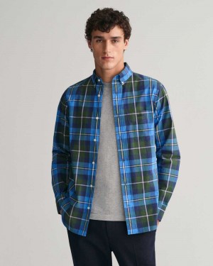 Gant Regular Fit Large Checked Poplin Men's Shirts Forest Green | FYRKW-7834