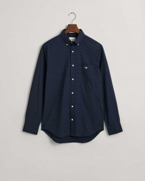 Gant Regular Fit Micro Dot Poplin Men's Shirts Evening Blue | TOJZM-2951