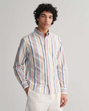 Gant Regular Fit Multi Stripe Oxford Men's Shirts Multicolor | FGRDX-7689