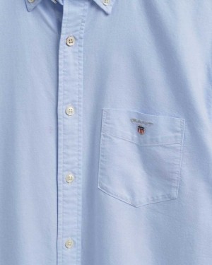 Gant Regular Fit Oxford Men's Shirts Capri Blue | IQFHZ-6801