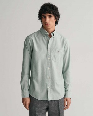 Gant Regular Fit Oxford Men's Shirts Forest Green | DRZVO-1743