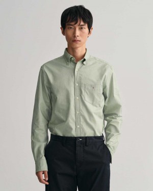 Gant Regular Fit Oxford Men's Shirts Kalamata Green | JXTKA-2095