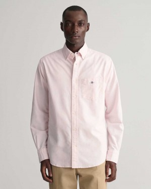 Gant Regular Fit Oxford Men's Shirts Light Pink | QBRWM-9634