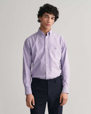 Gant Regular Fit Oxford Men's Shirts Lilac | SFRHN-2470