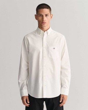 Gant Regular Fit Oxford Men's Shirts White | FSUKI-6572