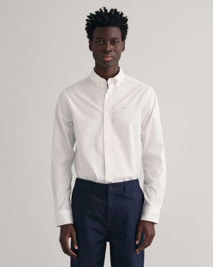 Gant Regular Fit Pinpoint Oxford Men's Shirts White | BAMLV-6093