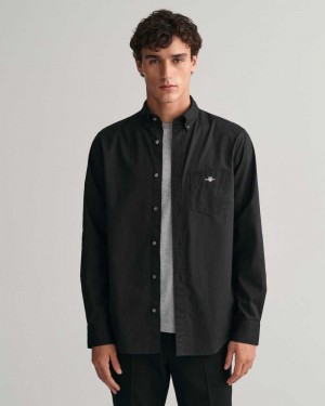 Gant Regular Fit Poplin Men's Shirts Black | MQZVJ-4168