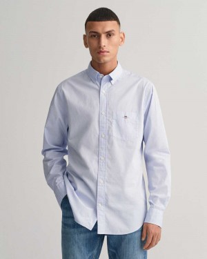 Gant Regular Fit Poplin Men's Shirts Light Blue | ENPBM-9640